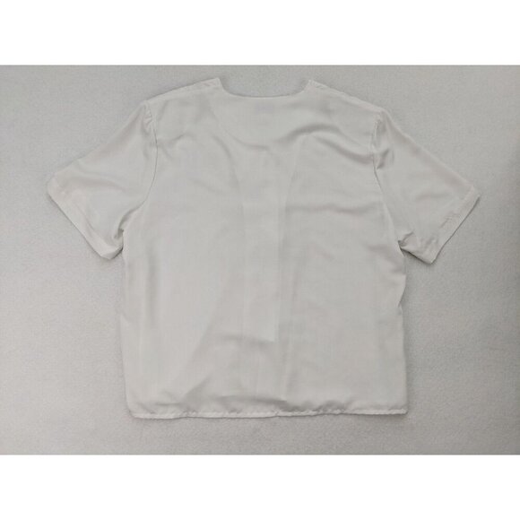 Apparenza Women's Top Size 1X White Embroidered Short Sleeve Silky Textured - Picture 12 of 13
